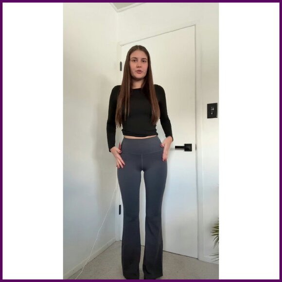 High Waisted Flare Yoga Pants with Pockets Tummy Control 30" - Picture 8 of 8